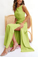 Heididress Sleeveless Cut Out Waist High Slit Maxi Swing Dress