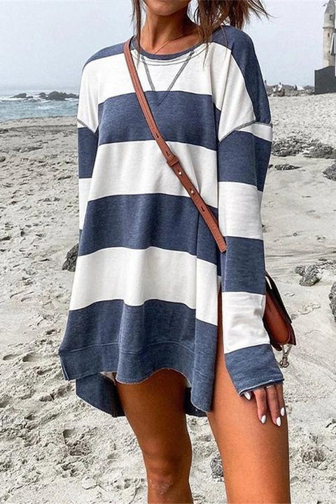 Heididress Striped Long Sleeves Side Split Pullover