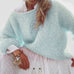 Heididress Solid Boat Neck Fluffy Knitting Sweater