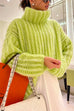 Heididress Turtleneck Drop Shoulder Fluffy Pullover Sweater