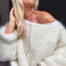 Heididress Solid Boat Neck Fluffy Knitting Sweater