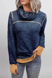 Heididress Casual Cowl Neck Color Block Pullover with Thumb Hole