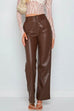 Heididress Faux Leather Straight Leg Trousers with Pockets