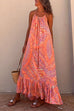 Heididress Halter Backless Printed Maxi Ruffle Swing Dress