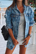 Heididress Button Down Ripped Distressed Denim Coat