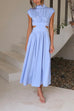 Heididress Solid Mockneck Cut Out Maxi A-line Swing Dress