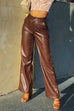 Heididress Faux Leather Straight Leg Trousers with Pockets