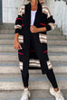 Heididress Open Front Color Block Striped Splice Long Sweater Cardigan