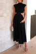 Heididress Solid Mockneck Cut Out Maxi A-line Swing Dress