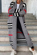 Heididress Open Front Color Block Striped Splice Long Sweater Cardigan