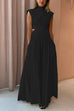 Heididress Mockneck Cut Out Waist Maxi Swing Dress