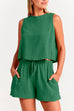 Heididress Solid Crewneck Crop Tank Top Drawstring Waist Shorts Set