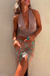 Heididress Halter V Neck Backless Crop Top
