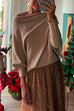Heididress Boat Neck Batwing Sleeves Cozy Pullover Sweater