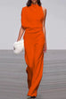 Heididress Cowl Neck One Shoulder Batwing Sleeve Party Suit