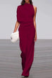 Heididress Cowl Neck One Shoulder Batwing Sleeve Party Suit