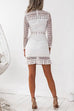 Heididress Mockneck Back Zipper Lace Splice Hollow Out Solid Dress