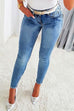 Heididress Beaded Butterfly Distressed Skinny Denim Pants