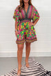 Heididress V Neck High Waist Wide Leg Printed Ruffle Romper
