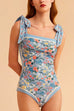 Heididress Bow Shoulder Floral Print One-piece Swimsuit