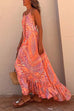 Heididress Halter Backless Printed Maxi Ruffle Swing Dress