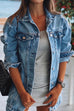 Heididress Button Down Ripped Distressed Denim Coat