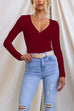 Heididress Wrap V Neck Long Sleeves Slim Fit Bottoming Top