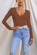 Heididress Wrap V Neck Long Sleeves Slim Fit Bottoming Top