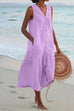 Heididress V Neck Sleeveless Beach Midi Dress(7 Colors)