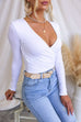Heididress Wrap V Neck Long Sleeves Slim Fit Bottoming Top