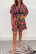 Heididress V Neck High Waist Wide Leg Printed Ruffle Romper