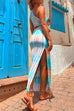 Heididress One Shoulder Cut Out Waist Side Split Tie Dye Maxi Dress