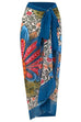 Heididress V Neck Bow Shoulder One-piece Swimwear and Wrap Cover Up Skirt Printed Set