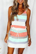 Heididress Tie Shoulder Striped Color Block Cami Dress with Pockets