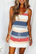 Heididress Tie Shoulder Striped Color Block Cami Dress with Pockets