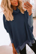 Heididress Cowl Neck Color Block Side Split Loose Pullover