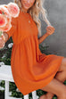 Heididress Solid Half Sleeve Ruched Babydoll Dress