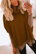 Heididress Cowl Neck Color Block Side Split Loose Pullover