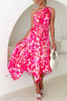 Heididress One Shoulder Sleeveless Twist Front Floral Pleated Dress