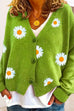 Heididress V Neck Button Up Daisy Embroidery Sweater Cardigan