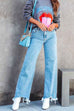 Heididress Raw Hem Wide Leg Casual Denim Pants