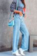 Heididress Raw Hem Wide Leg Casual Denim Pants