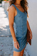Heididress U Neck Slit Denim Bodycon Tank Dress