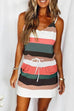 Heididress Tie Shoulder Striped Color Block Cami Dress with Pockets