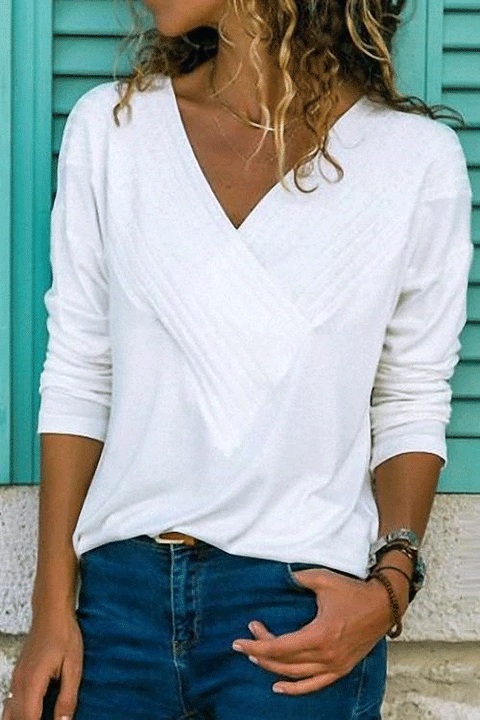 Heididress V-neck Long Sleeve Solid Basic Shirts