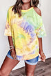 Heididress Cold Shoulder Short Sleeve Tie Dye T-shirt