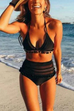 Heididress Tassel High Waist Padded Striped Swimsuit